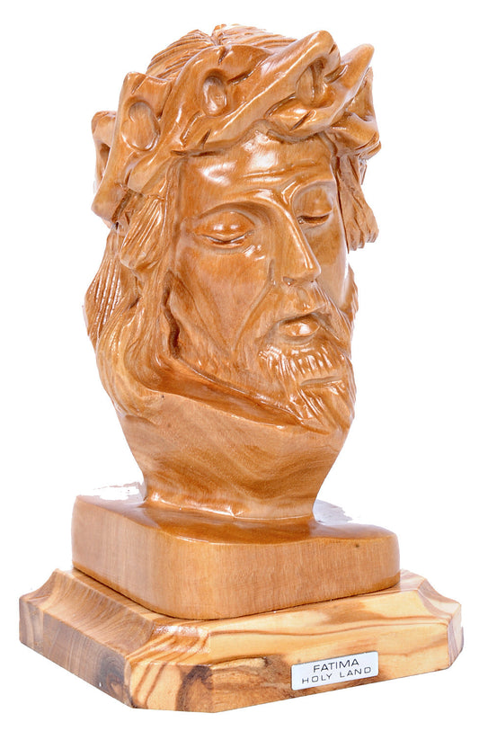 Olive Wood Statue Jesus Wearing the Crown of Thorns
